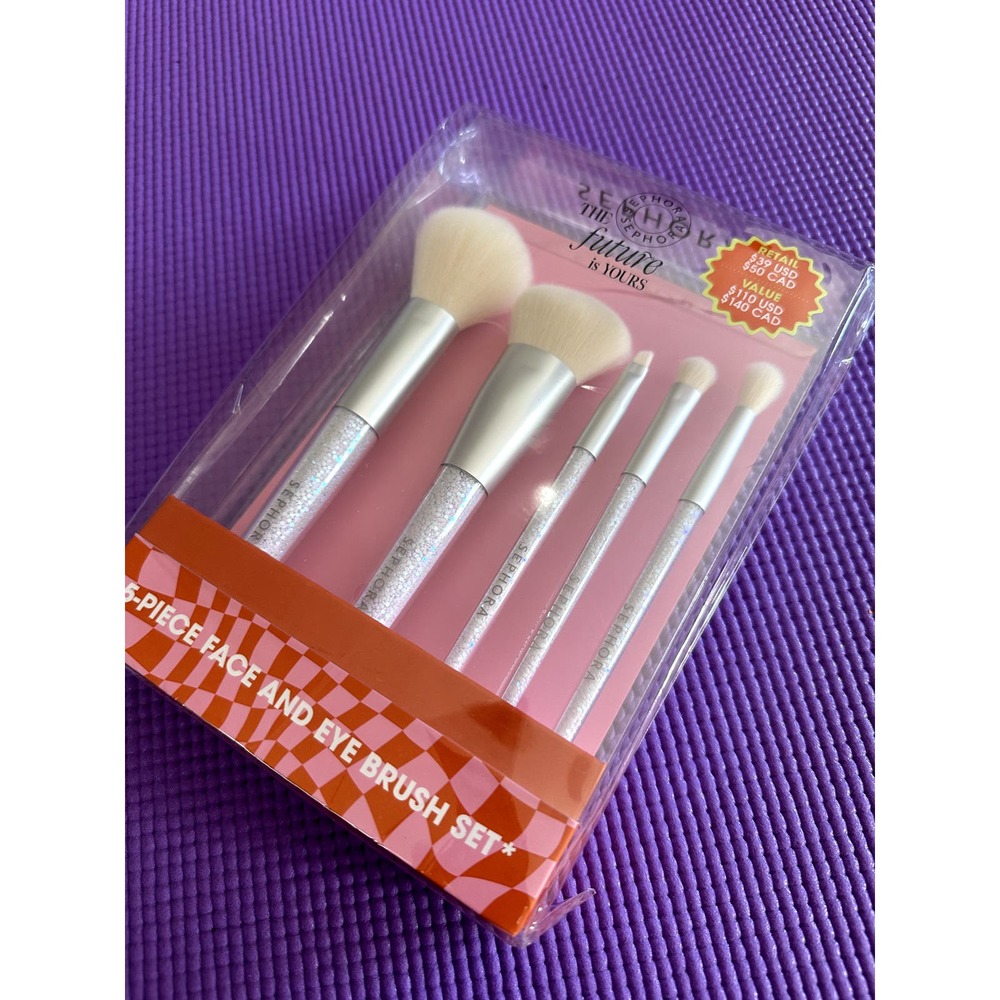 NWT Sephora Brushes The Future is Yours 5 piece face & eye Brush shimmering Set